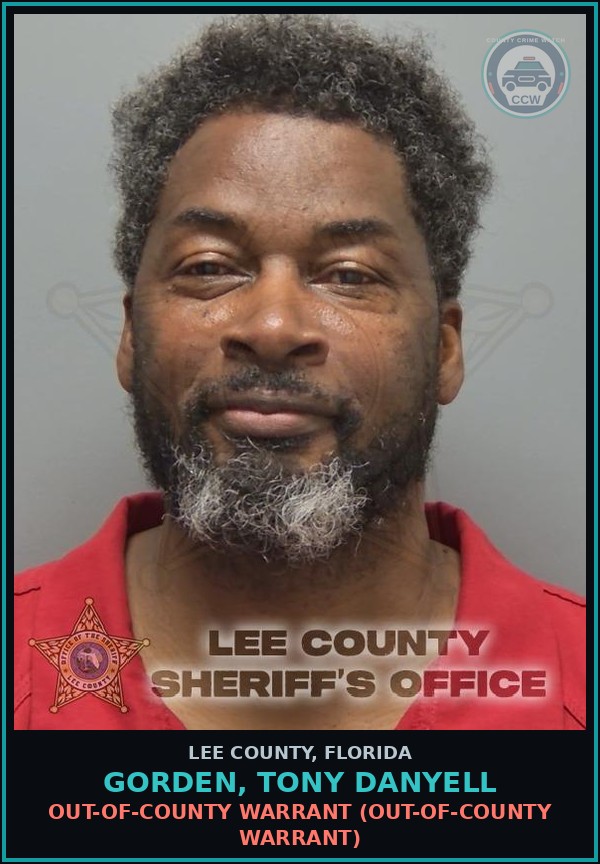 Booking mugshot of GORDEN, TONY DANYELL in Lee County