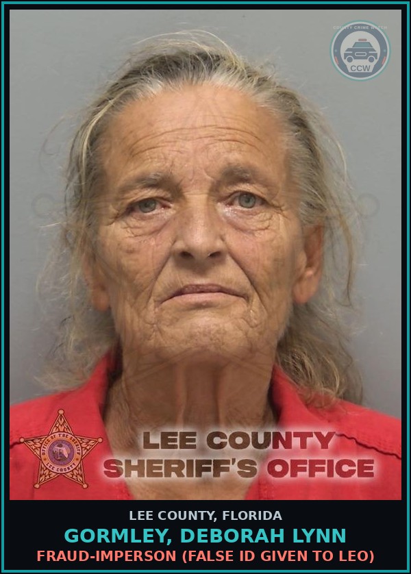 Booking mugshot of GORMLEY, DEBORAH LYNN in Lee County
