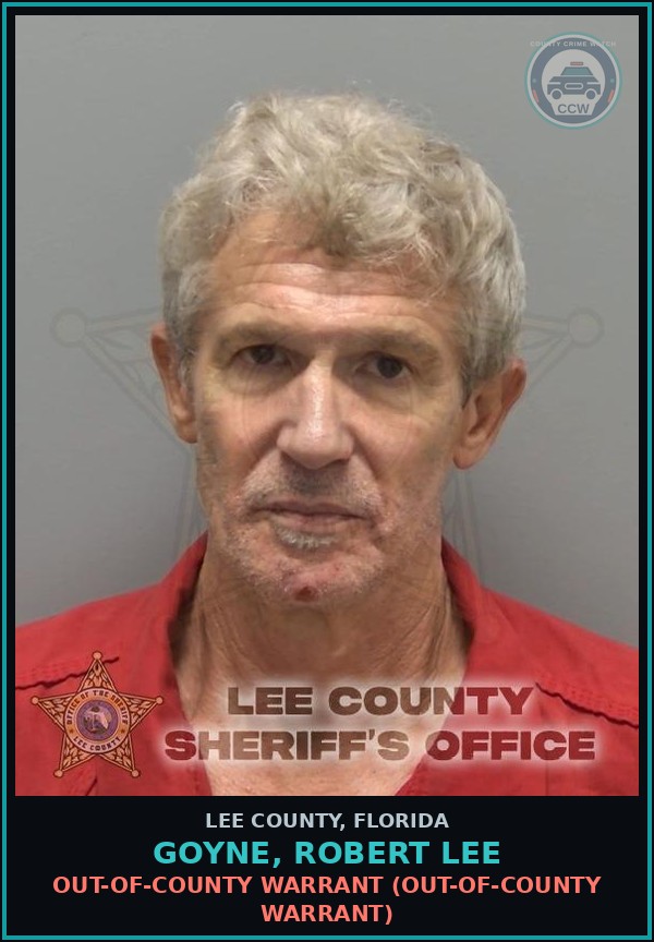 Booking mugshot of GOYNE, ROBERT LEE in Lee County