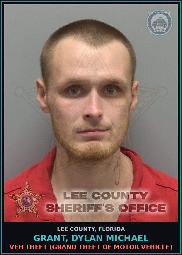 Booking mugshot of GRANT, DYLAN MICHAEL in Lee County