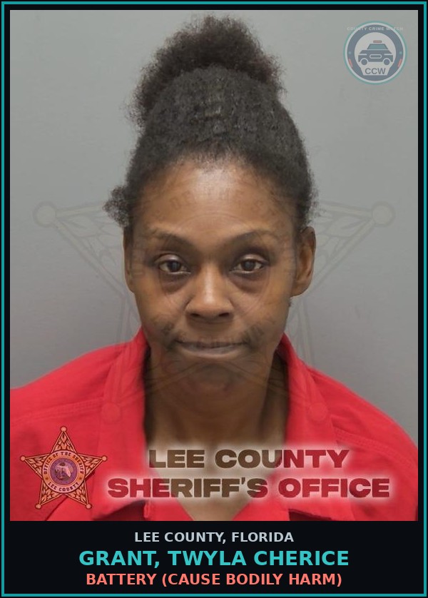 Booking mugshot of GRANT, TWYLA CHERICE in Lee County