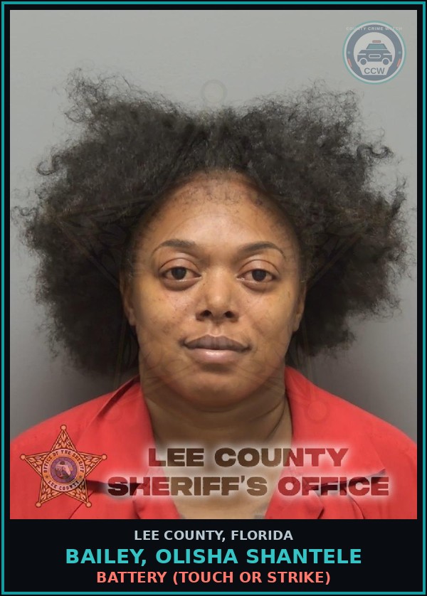 Booking mugshot of BAILEY, OLISHA SHANTELE in Lee County