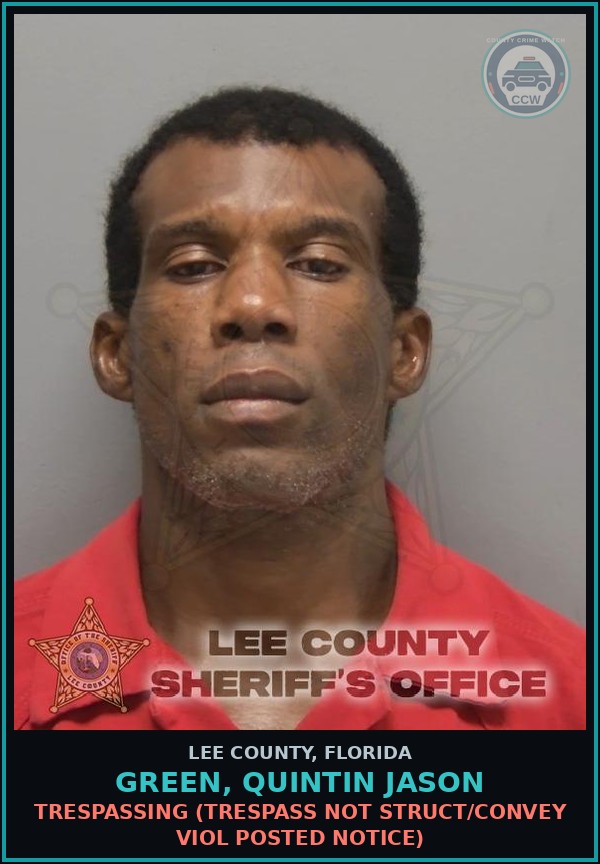Booking mugshot of GREEN, QUINTIN JASON in Lee County