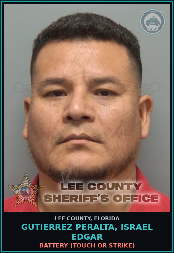 Booking mugshot of GUTIERREZ PERALTA, ISRAEL EDGAR in Lee County