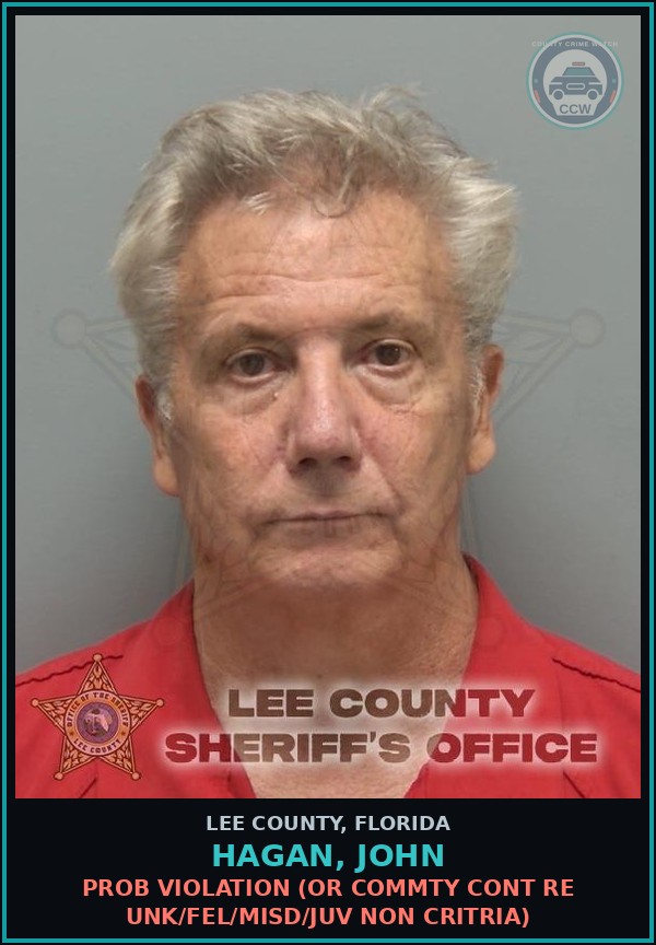 Booking mugshot of HAGAN, JOHN in Lee County