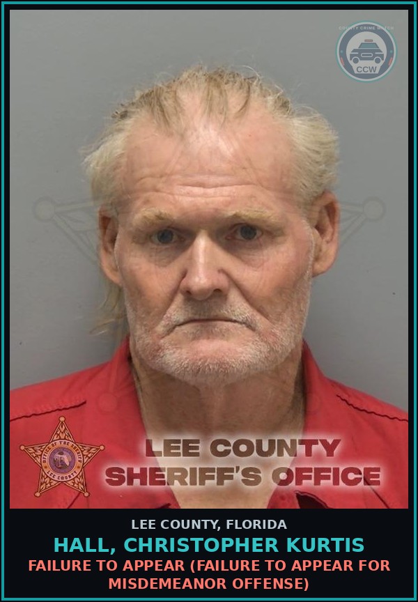 Booking mugshot of HALL, CHRISTOPHER KURTIS in Lee County