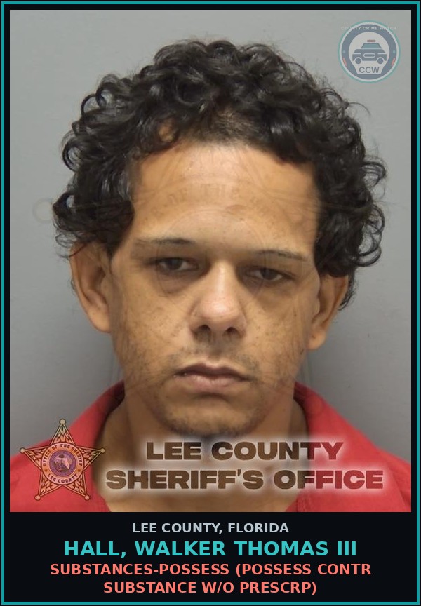 Booking mugshot of HALL, WALKER THOMAS III in Lee County