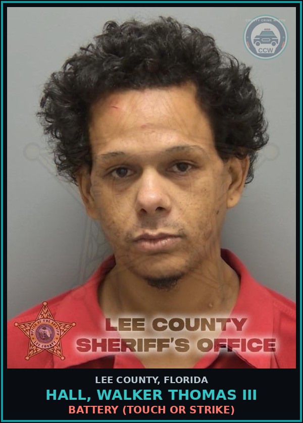 Booking mugshot of HALL, WALKER THOMAS III in Lee County