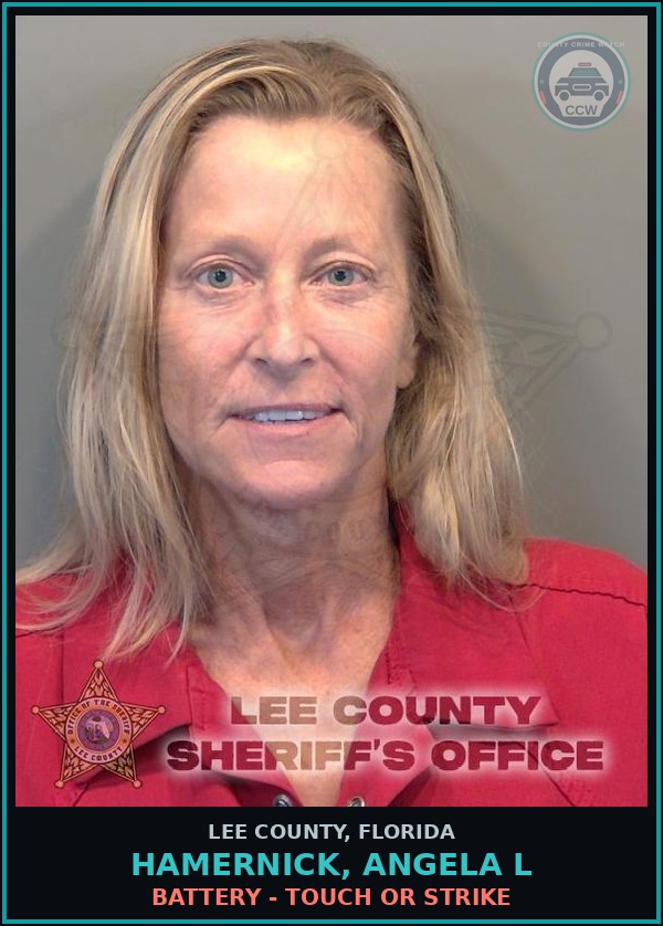 Booking mugshot of HAMERNICK, ANGELA L in Lee County