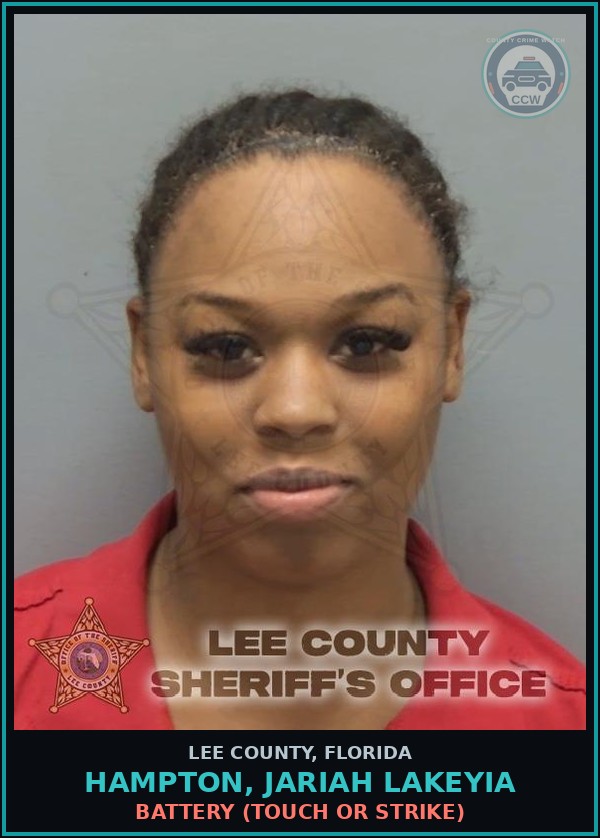 Booking mugshot of HAMPTON, JARIAH LAKEYIA in Lee County