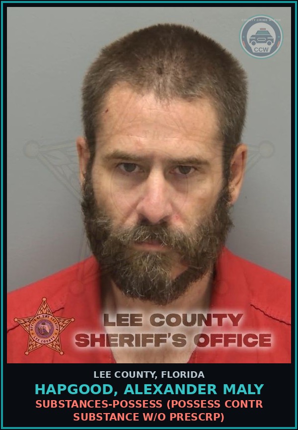 Booking mugshot of HAPGOOD, ALEXANDER MALY in Lee County