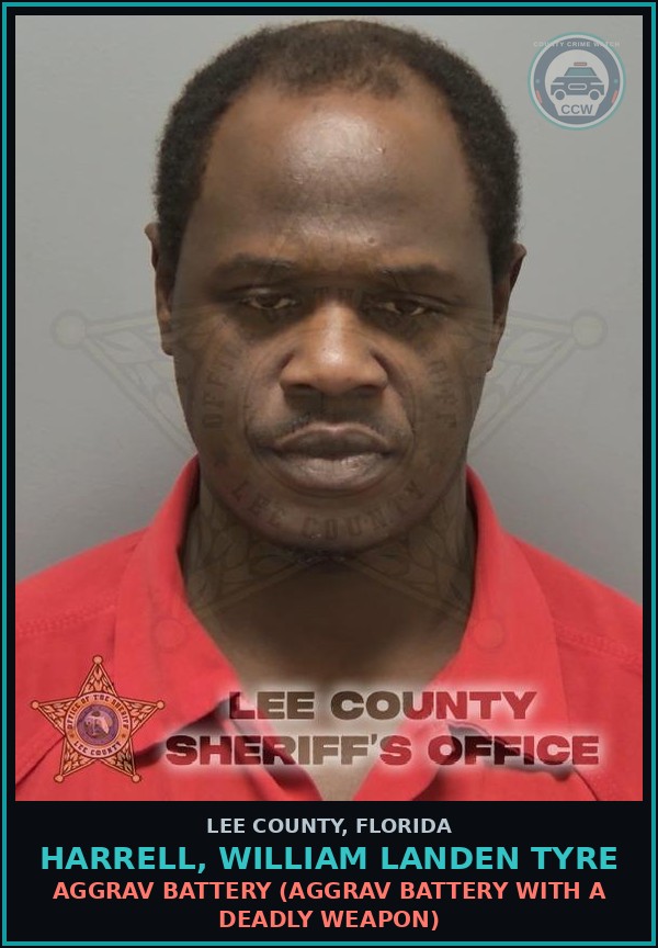 Booking mugshot of HARRELL, WILLIAM LANDEN TYRE in Lee County