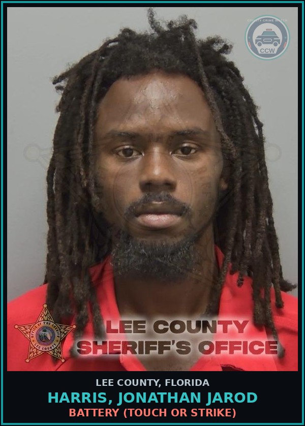 Booking mugshot of HARRIS, JONATHAN JAROD in Lee County