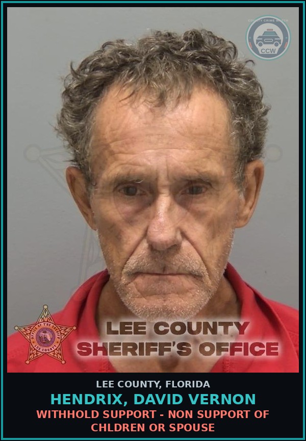 Booking mugshot of HENDRIX, DAVID VERNON in Lee County