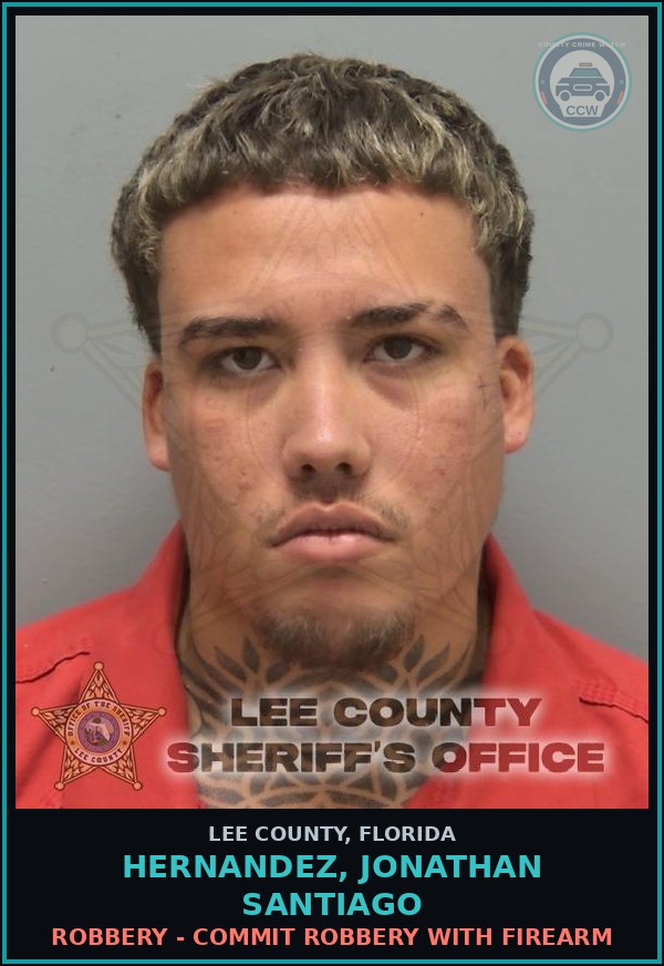 Booking mugshot of HERNANDEZ, JONATHAN SANTIAGO in Lee County