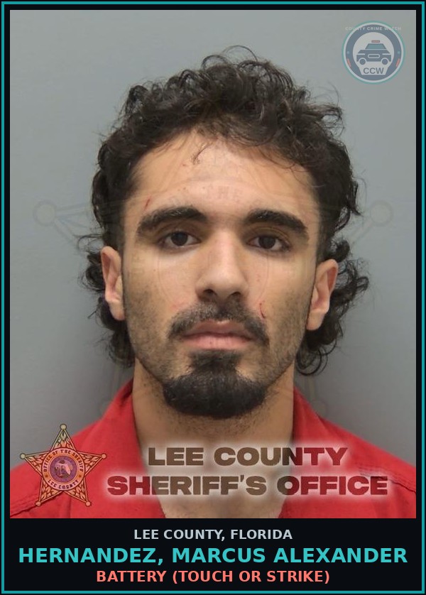 Booking mugshot of HERNANDEZ, MARCUS ALEXANDER in Lee County