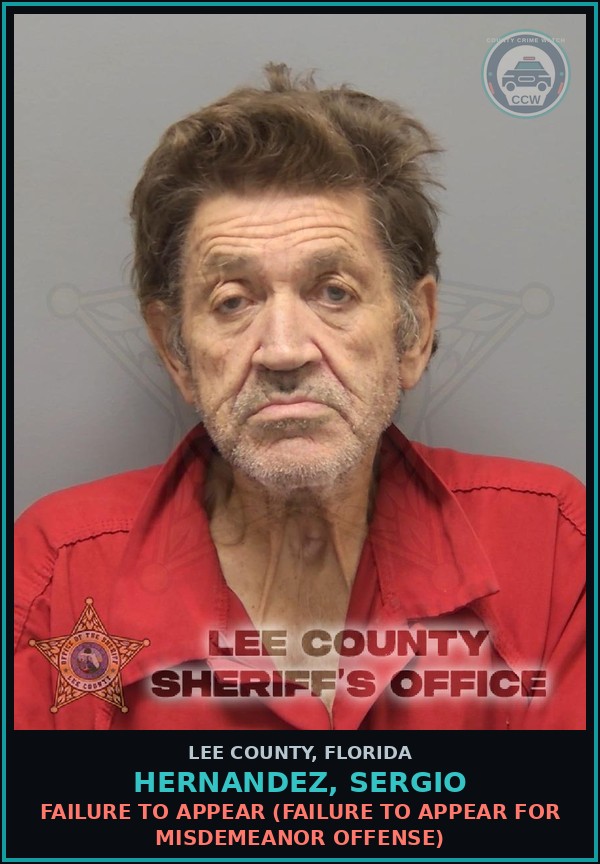 Booking mugshot of HERNANDEZ, SERGIO in Lee County
