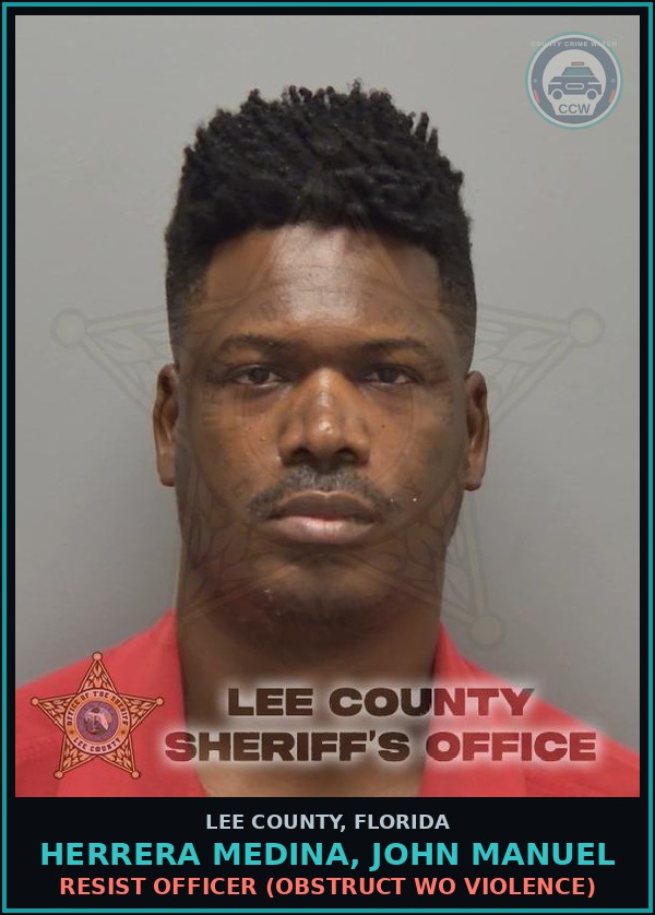 Booking mugshot of HERRERA MEDINA, JOHN MANUEL in Lee County