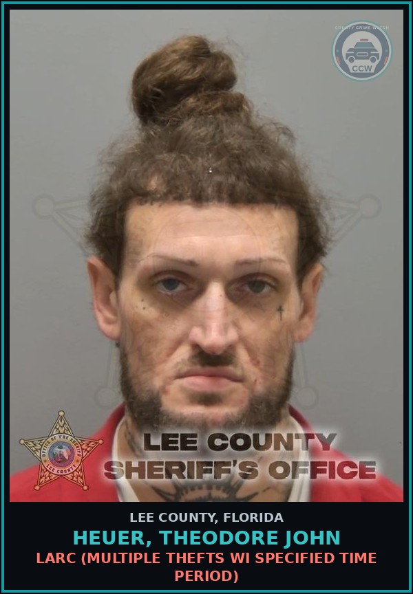 Booking mugshot of HEUER, THEODORE JOHN in Lee County