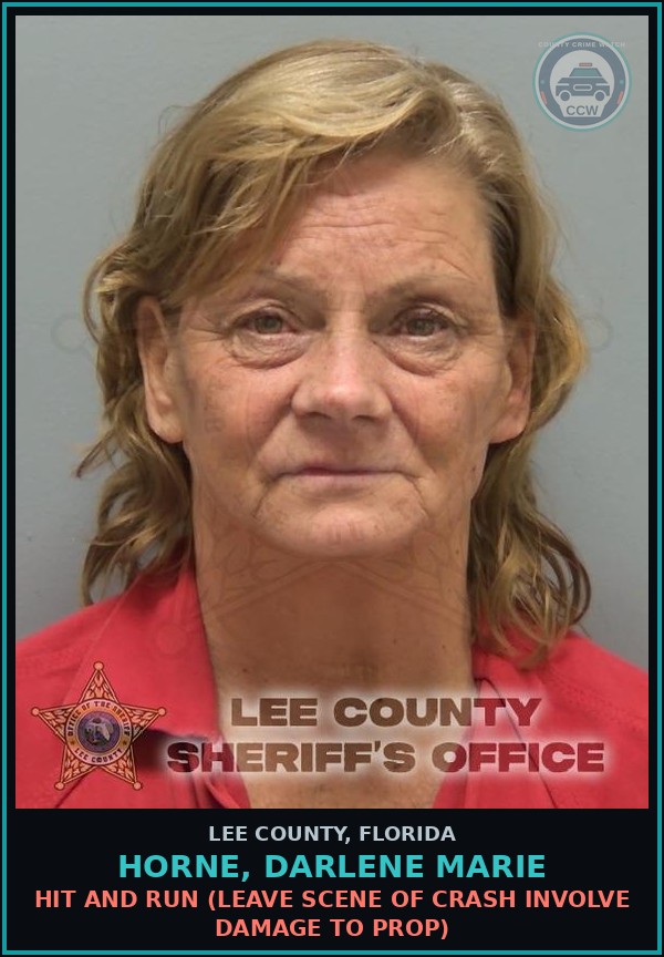 Booking mugshot of HORNE, DARLENE MARIE in Lee County