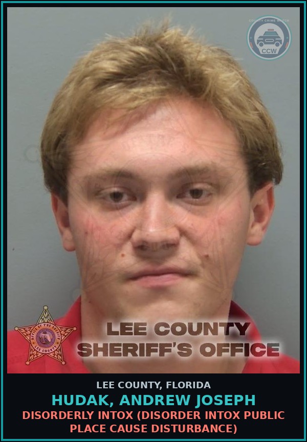 Booking mugshot of HUDAK, ANDREW JOSEPH in Lee County