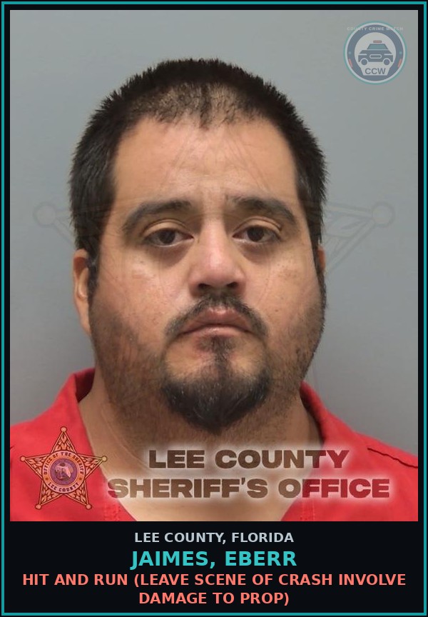 Booking mugshot of JAIMES, EBERR in Lee County
