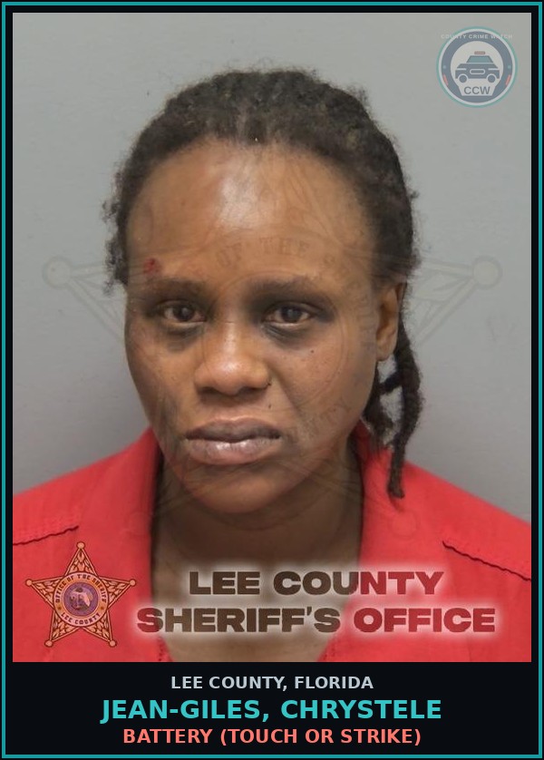 Booking mugshot of JEAN-GILES, CHRYSTELE in Lee County