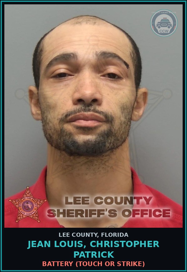 Booking mugshot of JEAN LOUIS, CHRISTOPHER PATRICK in Lee County