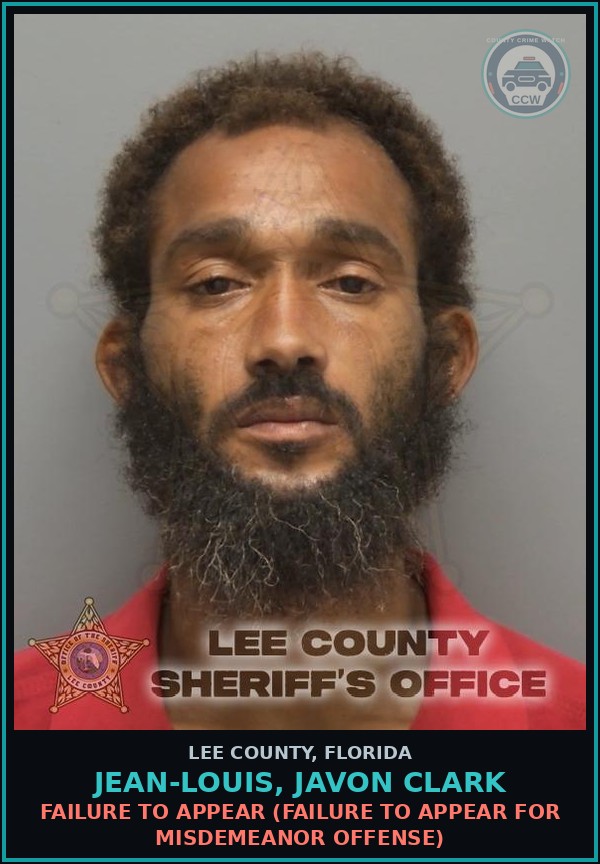 Booking mugshot of JEAN-LOUIS, JAVON CLARK in Lee County