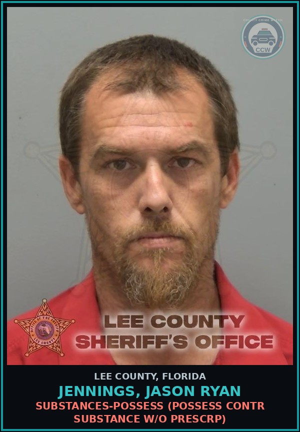 Booking mugshot of JENNINGS, JASON RYAN in Lee County