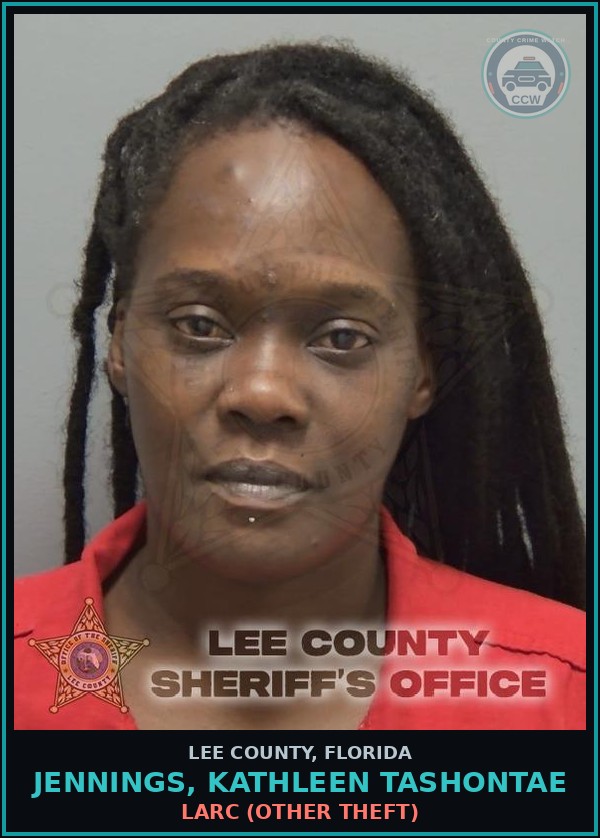 Booking mugshot of JENNINGS, KATHLEEN TASHONTAE in Lee County