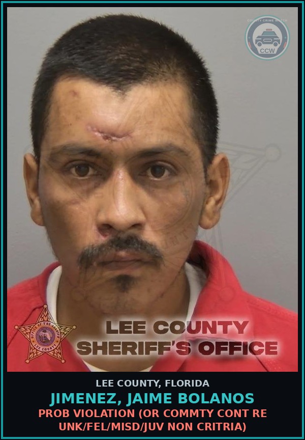 Booking mugshot of JIMENEZ, JAIME BOLANOS in Lee County