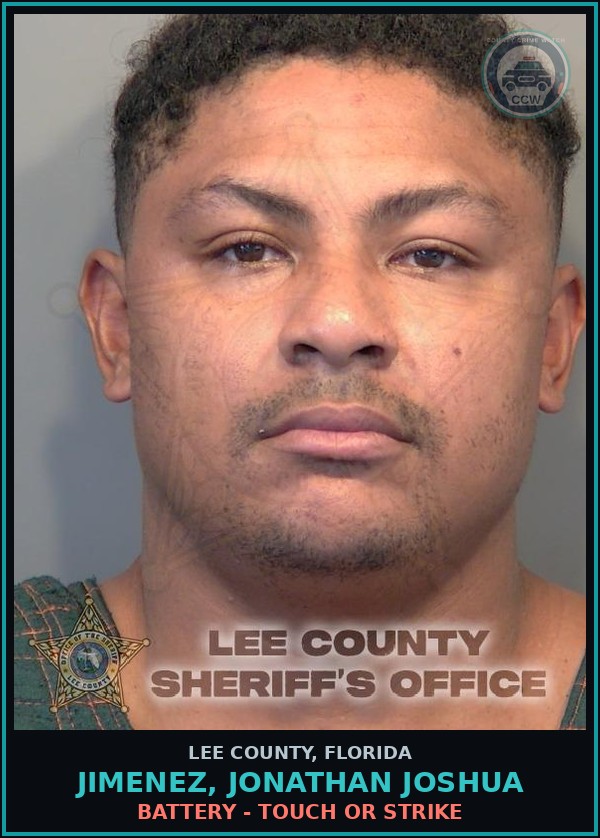 Booking mugshot of JIMENEZ, JONATHAN JOSHUA in Lee County