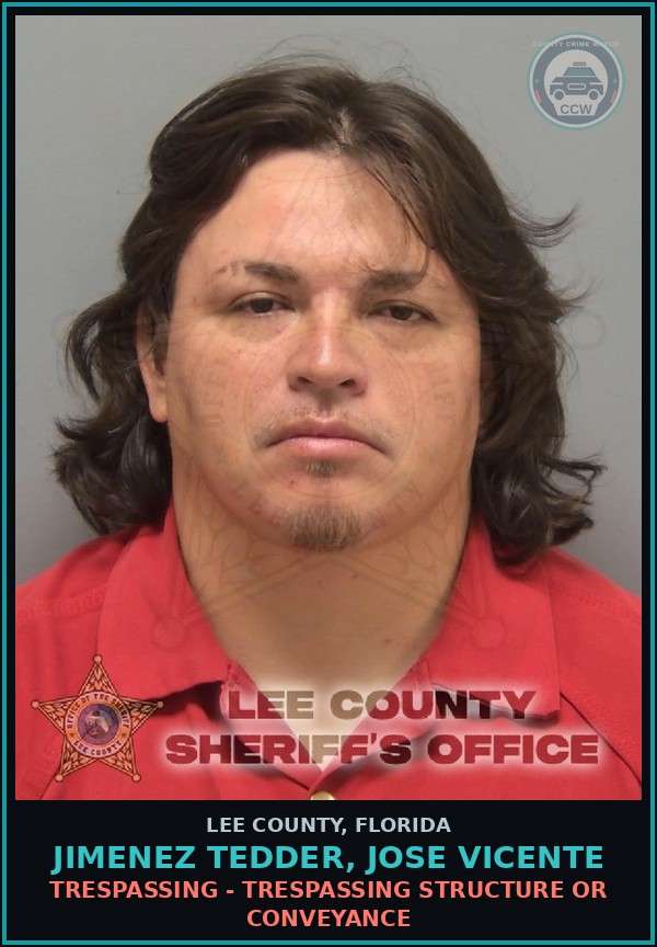 Booking mugshot of JIMENEZ TEDDER, JOSE VICENTE in Lee County