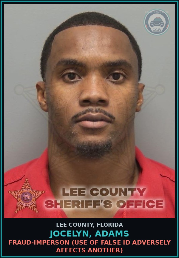Booking mugshot of JOCELYN, ADAMS in Lee County