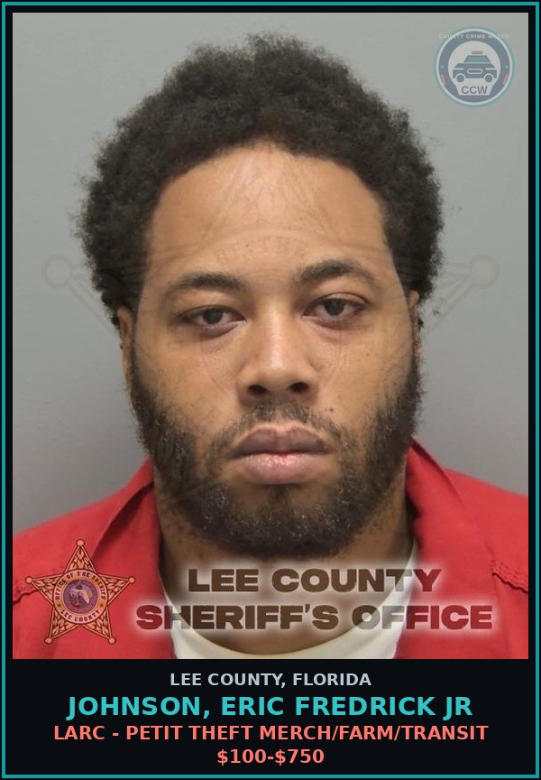 Booking mugshot of JOHNSON, ERIC FREDRICK JR in Lee County