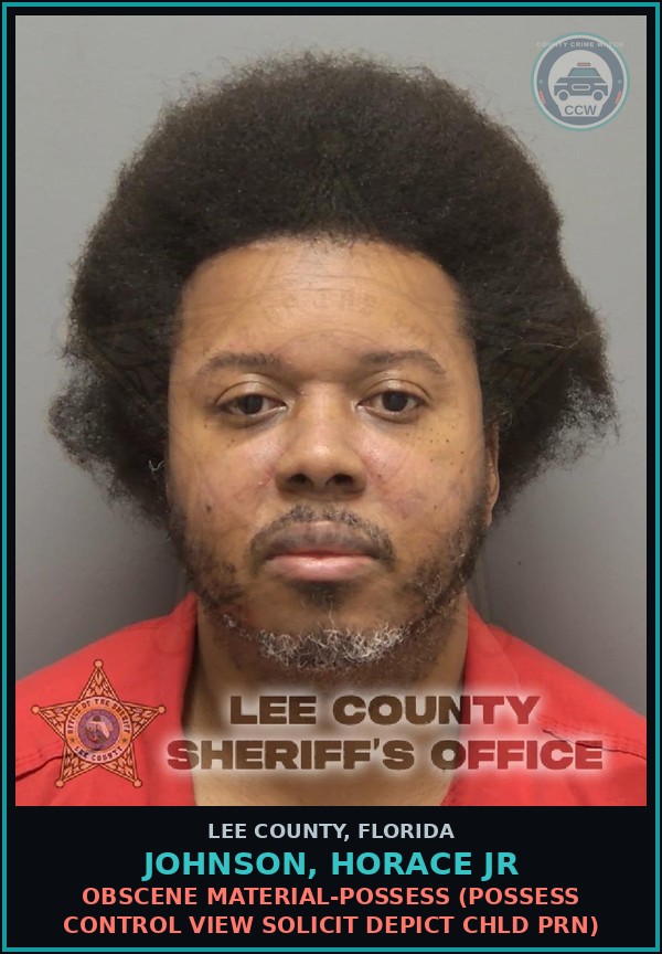 Booking mugshot of JOHNSON, HORACE JR in Lee County