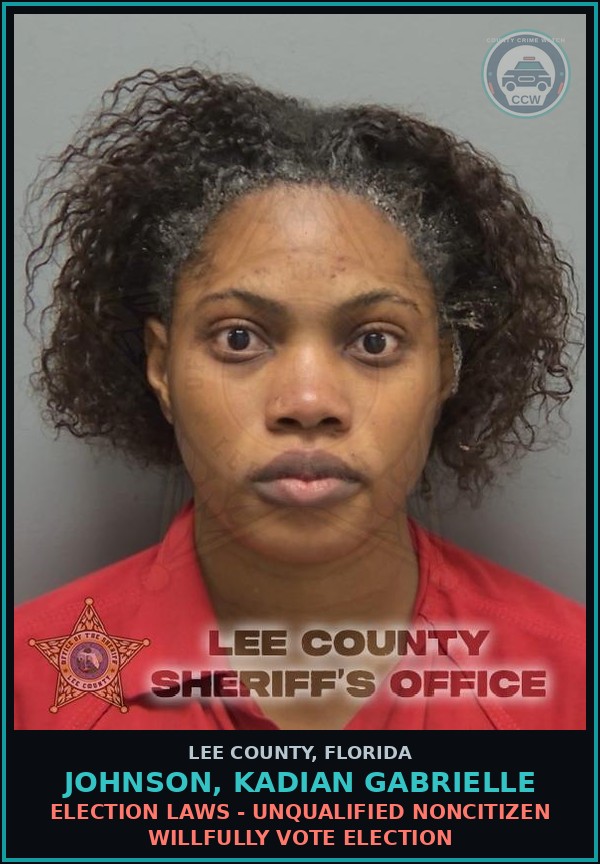 Booking mugshot of JOHNSON, KADIAN GABRIELLE in Lee County