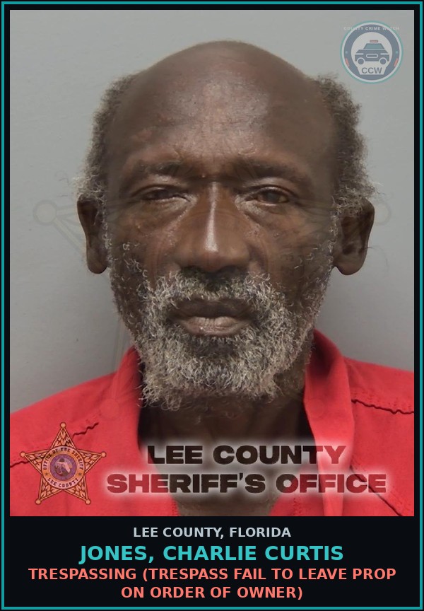 Booking mugshot of JONES, CHARLIE CURTIS in Lee County