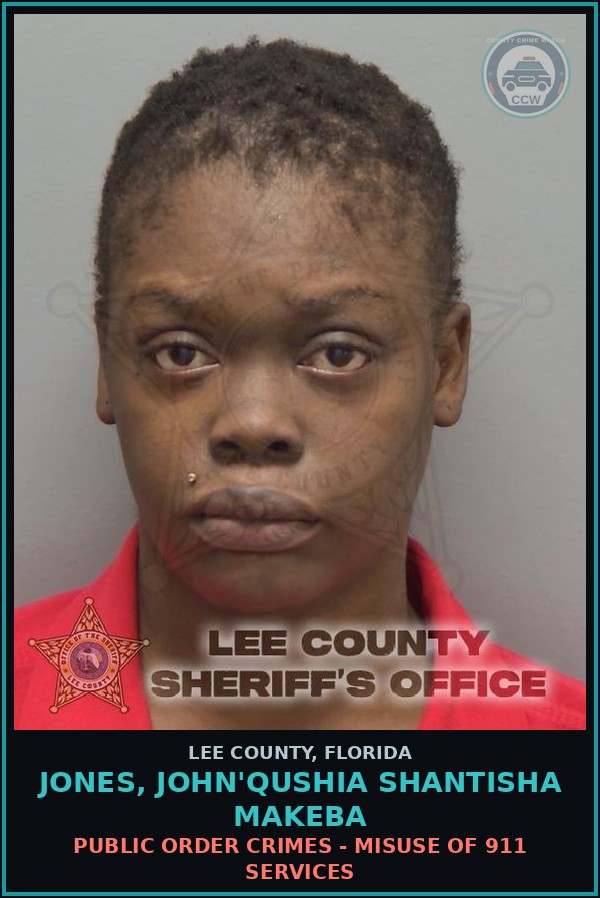 Booking mugshot of JONES, JOHN'QUSHIA SHANTISHA MAKEBA in Lee County