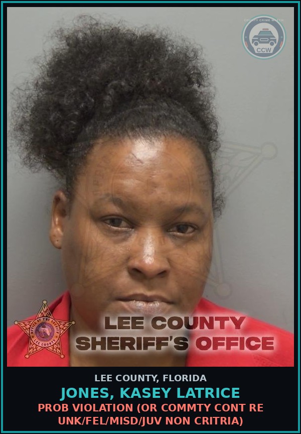 Booking mugshot of JONES, KASEY LATRICE in Lee County