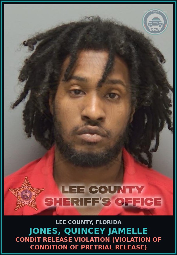 Booking mugshot of JONES, QUINCEY JAMELLE in Lee County