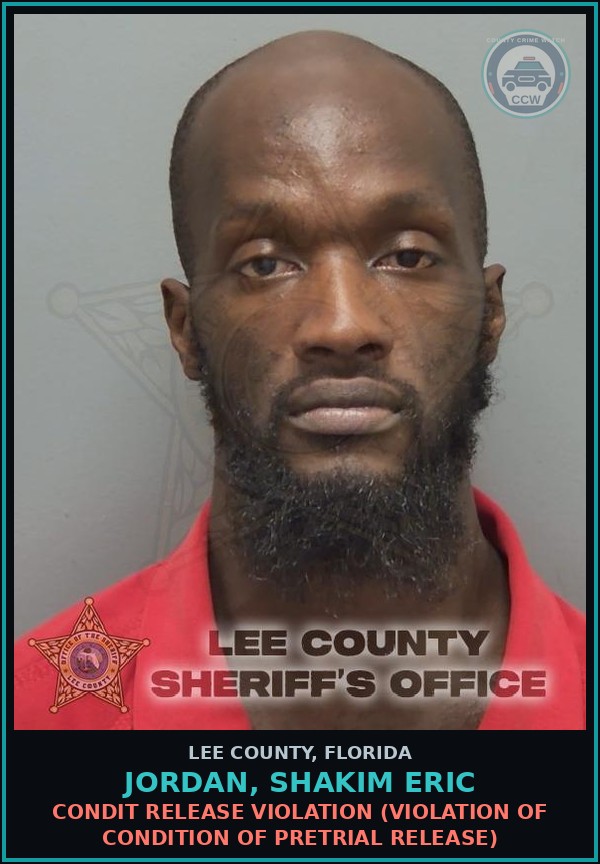 Booking mugshot of JORDAN, SHAKIM ERIC in Lee County