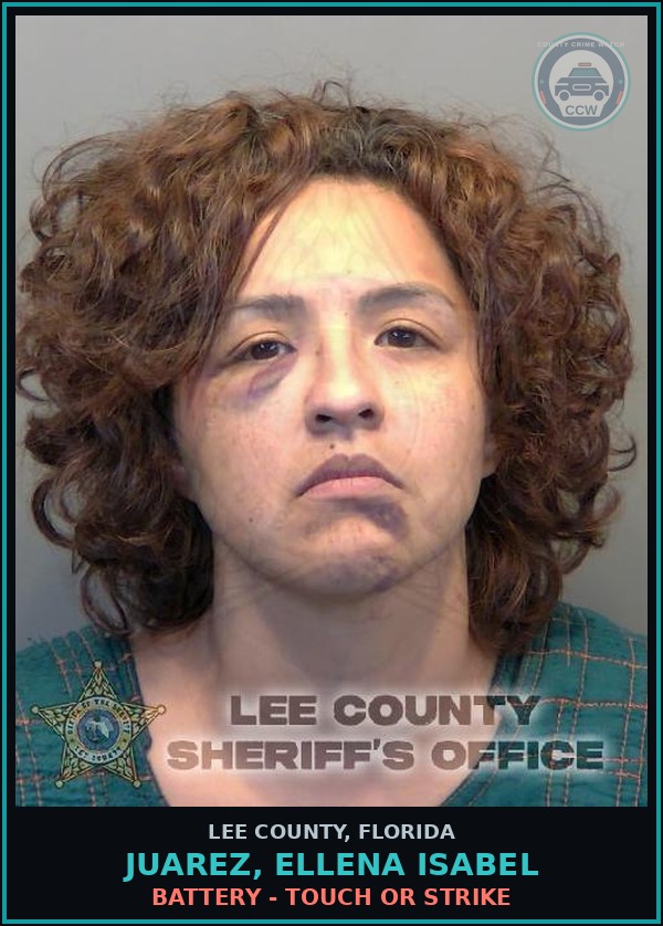 Booking mugshot of JUAREZ, ELLENA ISABEL in Lee County