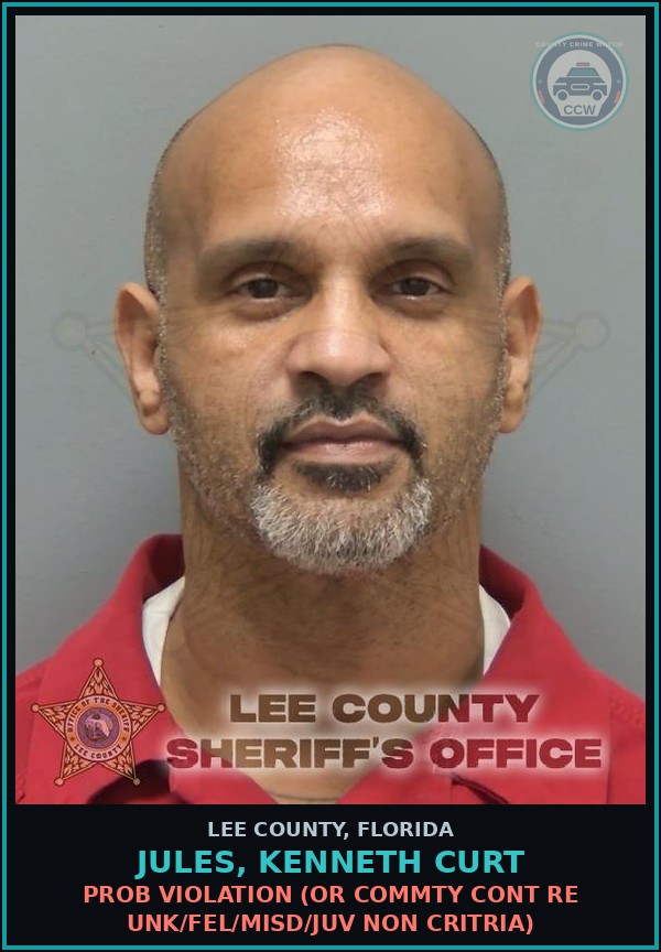 Booking mugshot of JULES, KENNETH CURT in Lee County