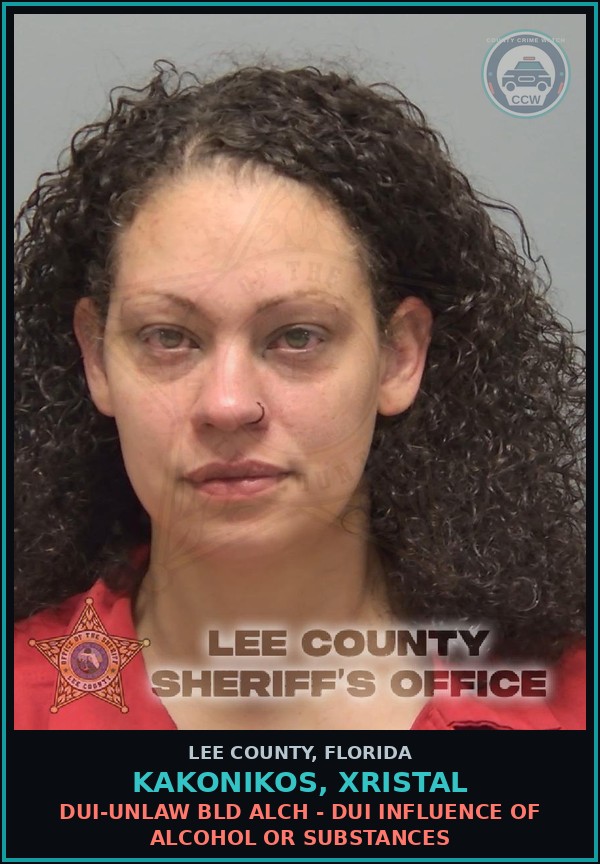 Booking mugshot of KAKONIKOS, XRISTAL in Lee County