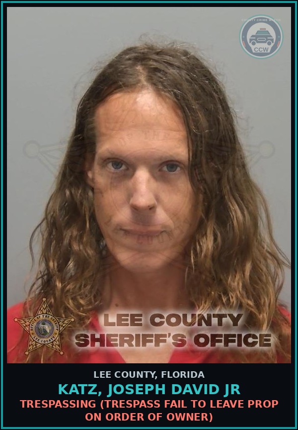 Booking mugshot of KATZ, JOSEPH DAVID JR in Lee County