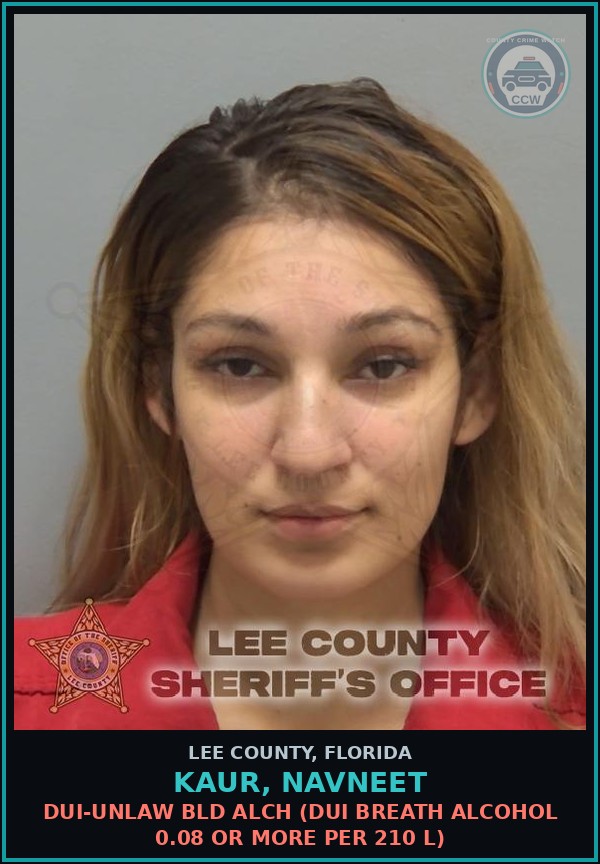 Booking mugshot of KAUR, NAVNEET in Lee County