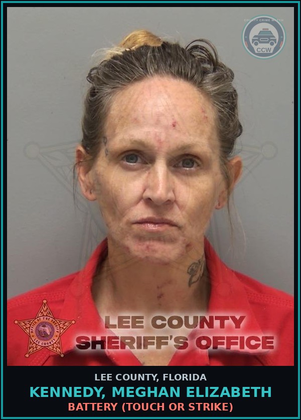Booking mugshot of KENNEDY, MEGHAN ELIZABETH in Lee County