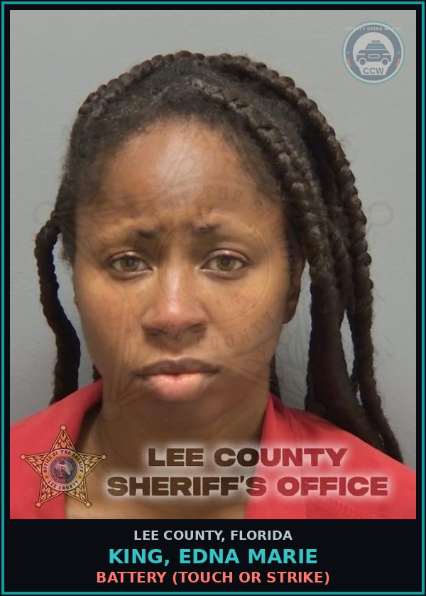 Booking mugshot of KING, EDNA MARIE in Lee County